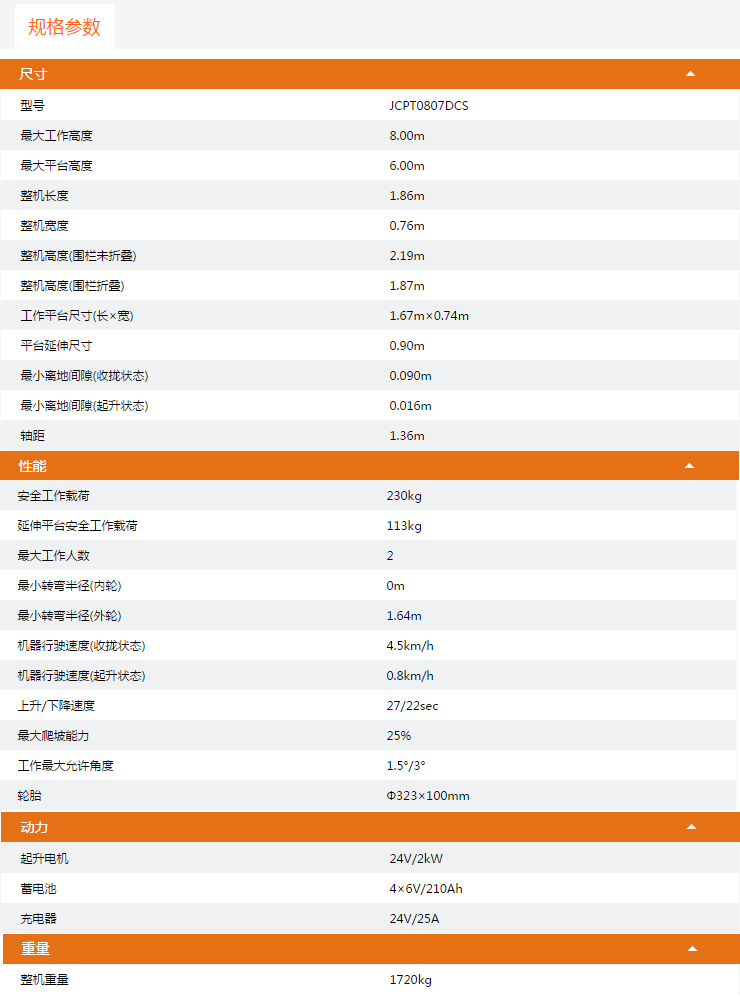 寧河升降平臺JCPT0807DCS規(guī)格參數(shù)